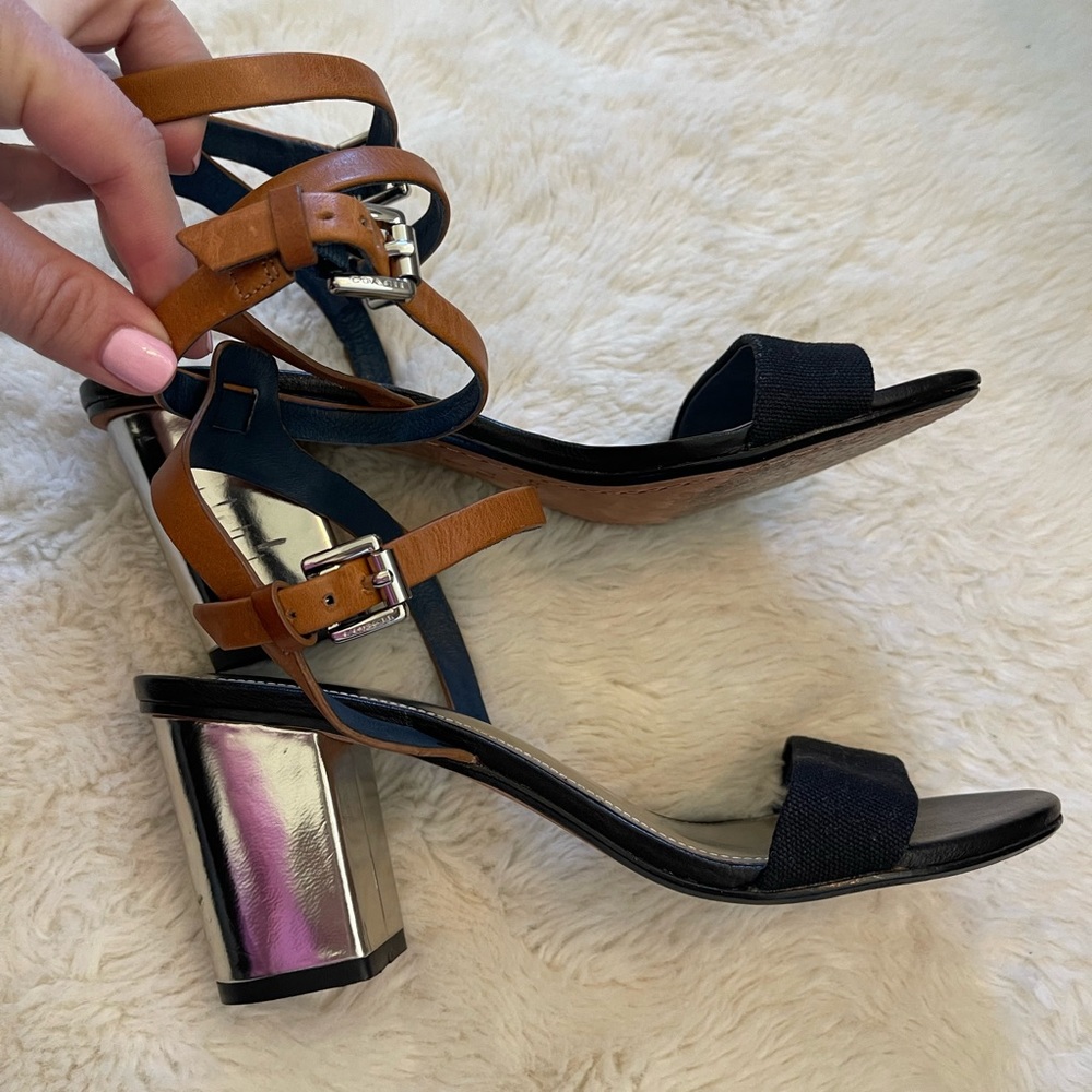 Coach Block Heel Two Tone Heeled Sandals
